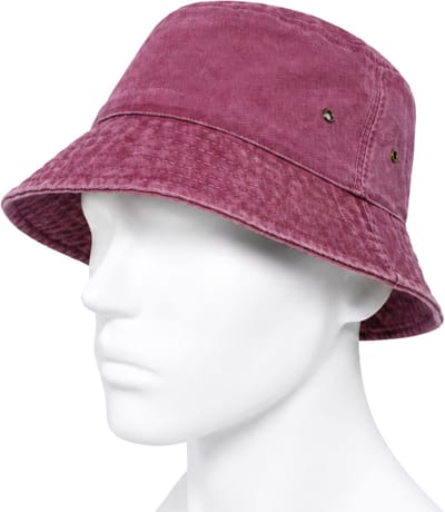 Bucket Hat - Washed Denim - Rood - Maat XS/S - Vintage Look - Heren & Dames - Unisex - Festivalhoedje - Vissershoedje - Zonnehoedje - Regenhoedje - Emmerhoedje - Zomerhoedje