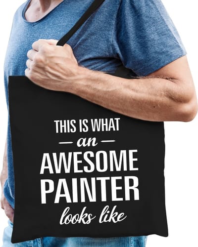 Awesome painter / geweldige schilder cadeau katoenen tas zwart voor heren - kado tas / beroepen / tasje / shopper