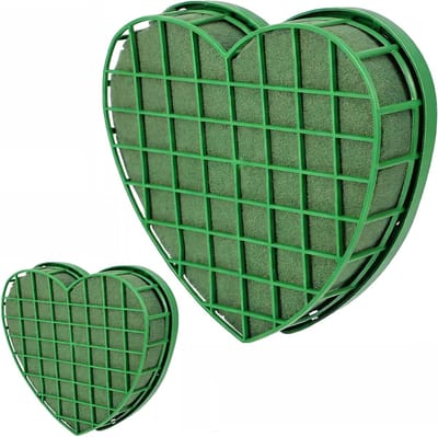 Floraal schuim hart 21 x 21 cm en 32 x 31 cm, 2 stuks sterke bloemschuim spikes met gaas voor bruiloften en feesten