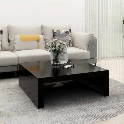 vidaXL - Salontafel - 100x100x35 - cm - bewerkt - hout - zwart
