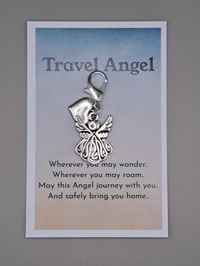 Reisengel sleutelhanger - Travel Angel - Geluksengel - Engel met wenskaartje - Pucket hug - Geluksengel - een Engeltje voor jou - Tashanger - Beschermengel - Geluksengeltjes - Sleutelhanger - Beschermengel