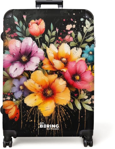 NoBoringSuitcases.com® - Koffer groot - Reiskoffer lichtgewicht - Bloemen in graffiti stijl - Rolkoffer met 4 wielen - Grote trolley XL - 98 liter bagage