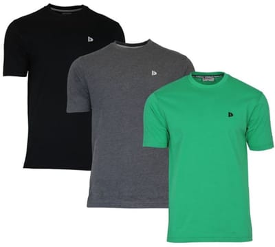 3-Pack Donnay - T-shirt (Vince) - Sportshirt - Heren - Black/Charcoal/Grass green (704) - maat M