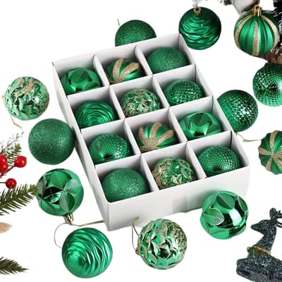 Livano Kerstballen - Kerstversiering - Plastic - Kerstballenset - Groen - 12 stuks