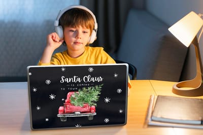 Laptop sticker - 11.6 inch - Kerst - Quotes - Santa Claus is coming to town - Kerstman - Spreuken - 30x21cm - Laptopstickers - Laptop skin - Cover