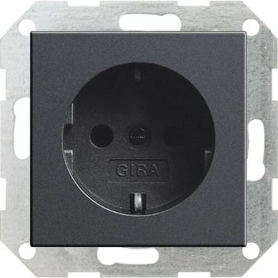 GIRA 018828 Wandcontactdoos met randaarde Inzetstuk System 55, Standaard 55, E2, Event, Event Clear, Event Opaque, Esprit, ClassiX Antraciet 1 stuk(s)