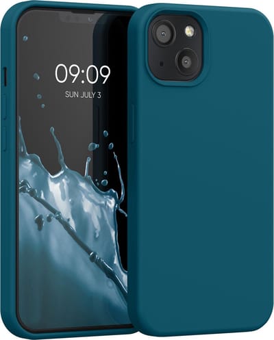 kwmobile telefoonhoesje geschikt voor Apple iPhone 13 - Hoesje met siliconen coating - Smartphone case in mat petrol