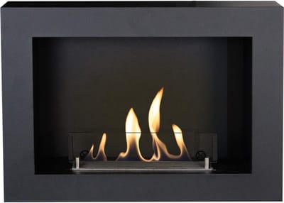 Xaralyn Bio-ethanol wandhaard - Riano 9005 - zwart metaal - 1,5 KW verwarming - wandombouw inclusief inbouwhaard - sfeerhaard