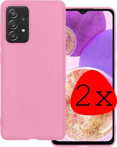 Hoesje 2 Stuks - Geschikt voor Samsung Galaxy A23 - Sterk & Shockproof - Case Siliconen - Back Cover - Telefoon Hoes - Lichtroze