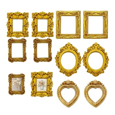 Ynkkvre -Set van 10 Miniatuurlijsten – Vintage Barok Stijl met Gouden Afwerking – Voor Knutselen, DIY, Miniatuurprojecten en Decoratie