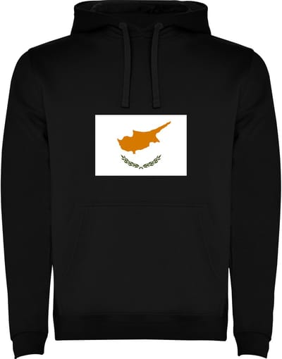 Zwarte Hoodie met Wereldse vlag land Cyprus Full Color Maat M