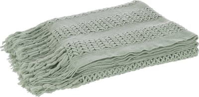 J-Line plaid Gebreid - polyester - lichtgroen - 160 x 130 cm