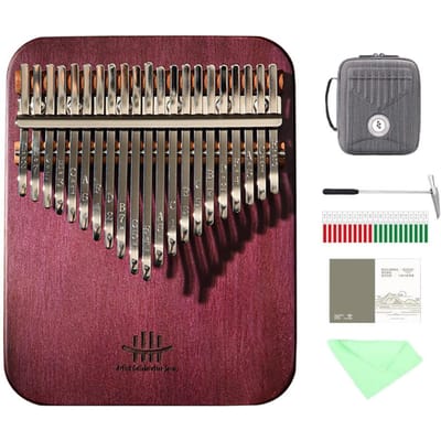 Hluru Professionele 17 Toetsen 21 Toetsen Paars Hart Kalimba Beginner Duimpiano C Majeur Chromatisch Mibra Met Koffer Stemhamer