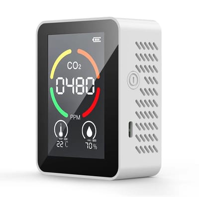 Gsedaox-CO2 meter-3 in 1 CO2 Meter-Luchtkwaliteitsmeter-Binnen- CO2-melder-Hygrometer-Draagbaar en Oplaadbaar-Thermometer-Incl. CO2 Alarm en USB-kabel