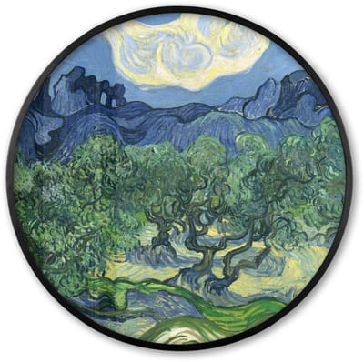 Poster in lijst Rond - Fotolijst 60x60 cm - Posters - De olijfbomen - Vincent van Gogh - Ronde posterlijst zwart - Decoratie - Wanddecoratie woonkamer - Muurdecoratie slaapkamer