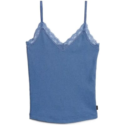 Superdry - Vintage geribd camitopje van biologisch katoen met kanten boord - Dames - Vesten