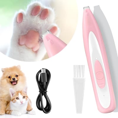 GELLDG Professionele hondenpoottrimmer - Met LED-verlichting - Stille werking - Professionele oplaadbare elektrische hondentrimmer - Geschikt voor het trimmen van poten, ogen, oren en gezichtshaar - Roze
