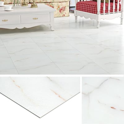 Marmerlook Zelfklevende Vloertegels voor Badkamer en Keuken - Lichtroze PVC Vloer 30x30 cm, 32 Tegels, Duurzaam en Waterbestendig