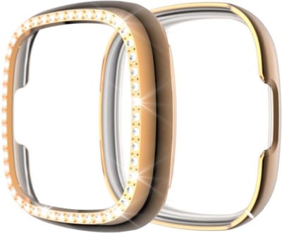 Strap-it Diamond PC Hard Case – Geschikt voor Fitbit Versa 3 – Rosé Goud – Hoesje – Beschermhoes – Protector – Bescherming