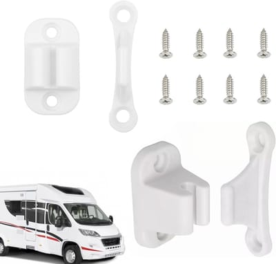 Dailygoods- Deurslot 2-delig - Deurslot voor Caravans - Deurslot voor Campers - Deurblok - Deurklink - Wit Plastic 6 x 2 cm - Deurslot Voor Camper