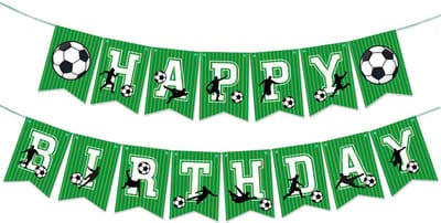 LUQ - Voetbal Happy Birthday Slinger Kinderfeestje Verjaardag Versiering Voetbal Slingers Verjaardag