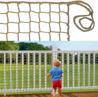 Veiligheidsnet - Beschermnet Hek - Valbeveiliging Kinderen - Knooploos Polyester - 4cm Maaswijdte - Bruin