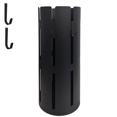 Kaaiman® Paraplubak - Paraplu houder - RVS - Paraplubakken voor Paraplu's en Wandelstokken - Inclusief 2 haken - 50 cm - Zwart