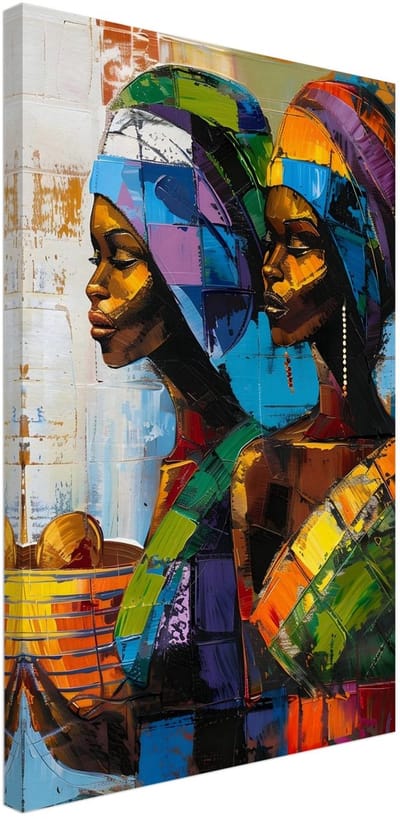 Canvas Schilderij - Colourful sisters 40x60 cm - Abstract Wanddecoratie Woonkamer & Slaapkamer