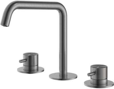 Hotbath Archie - Wastafelmengkraan - zonder Waste - Laag - Geborsteld Gunmetal PVD - Opbouw - Messing - V04
