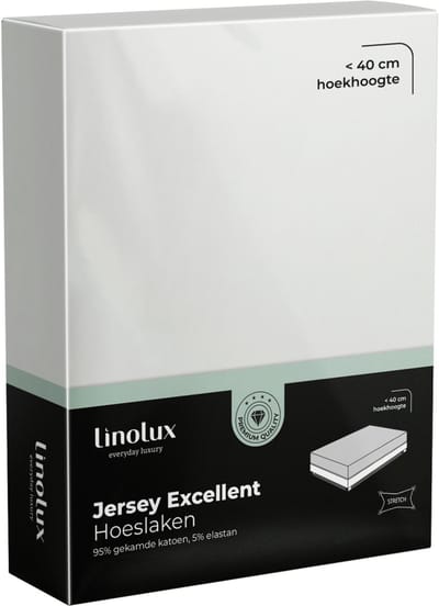 Linolux Hoeslaken Jersey Excellent Offwhite 80x200 t/m 100x220
