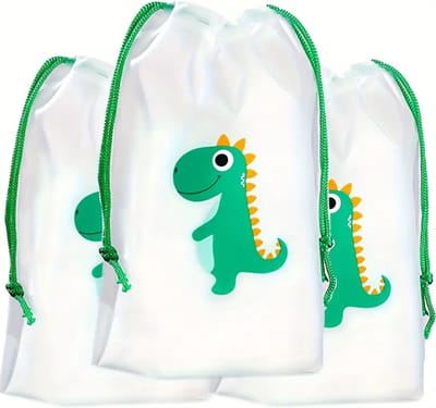 Set van 3 dinosaurus tasjes met trekkoord - dino - reizen - kind