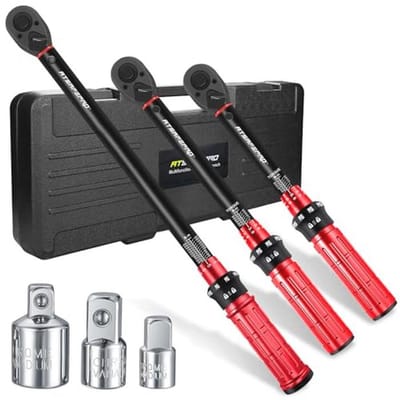 Momentsleutel set 1/4 3/8 1/2 inch - Dubbele richting 72 tanden met adapters
