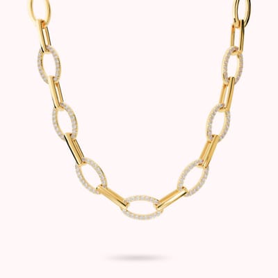 Bronzallure Necklace With Pave' - Yellow Gold WSBZ02595Y.WR Brons 42