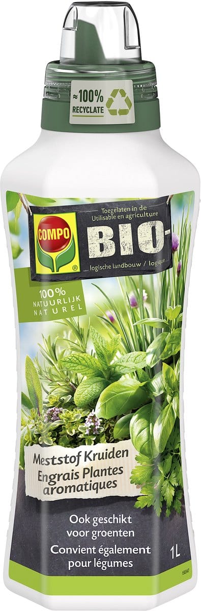 COMPO Bio Vloeibare Meststof Kruiden - biologisch - voor kruiden met een intens aroma - fles 1 L
