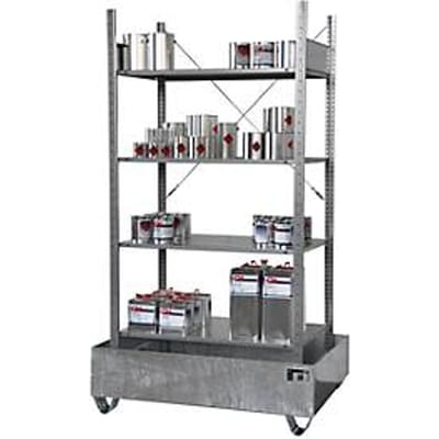 BAUER S 3022-4E kleine containerlegbord, basislegbord, B 1200 x D 800 x H 2105 mm, 4 legborden + 1 opvangbak