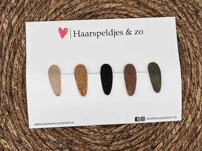 Haarspeldjes 'Lott' setje 11 - speldje met imitatieleer - 4 cm speldjes