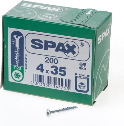 Spax - Spaanplaatschroeven - Torx 20 Platkop - 4 x 35mm - Deeldraad - WIROX (200 stuks)