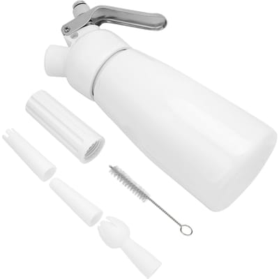 250mL Portable Rouge Aluminium Crème Fouettée Dessert Beurre Distributeur Fouet Mousseur Blanc blanc