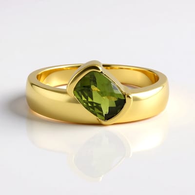 Cavill - Vesuvianiet Ring - 925 Sterling Zilver met 18K Goud Verguld - 0,97 ct Antiek Schaakbord Slijpsel - Elegantie & Tijdloos