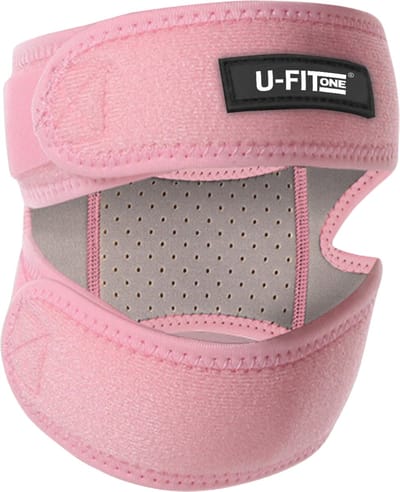 U Fit One 1 Stuk Dubbele Knie Brace - Dubbele Patellaband - Knieband - Verstelbaar Knie Brace - Patella riem knie - Patellabrace - Knee Protection - Knie Support - Fitness - Roze
