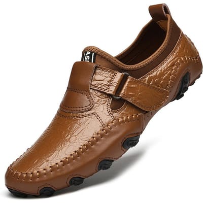 Herfst Heren Rijschoenen Echt Leer Mode Herenschoenen Koreaans Casual Leren Schoenen Heren Ademend Zachte Zool Antislip Schoenen 47 bruin