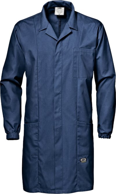 SIR SAFETY MEN'S TERITAL COTTON Stof Werkjas HEREN Veiligheidsjas Marineblauw - EN ISO 13688 - Elastische Manchetten - Verborgen Drukknoopsluiting