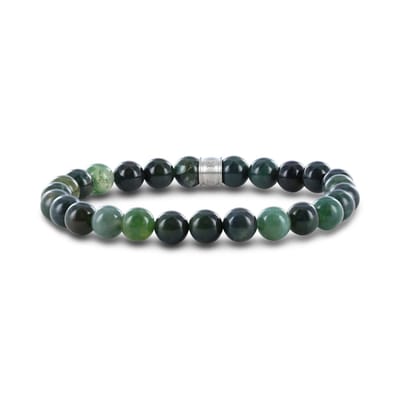 Frank 1967 7FB-0673 Armband Moss Agaat Beads 8mm - 20cm - Staal - Groen