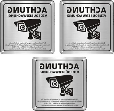 Videobewakingsbord - Waarschuwingsbord Camera - Privacy Naleving - Zelfklevend Aluminium - 15 x 15 cm - Zilver