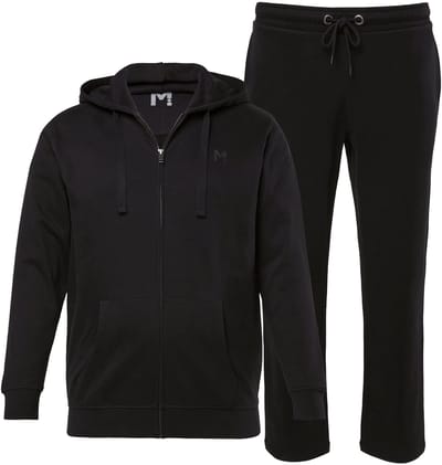 Men Plus - Heren - Joggingpak tweedelig jas met capuchon - Zwart - Maat XL