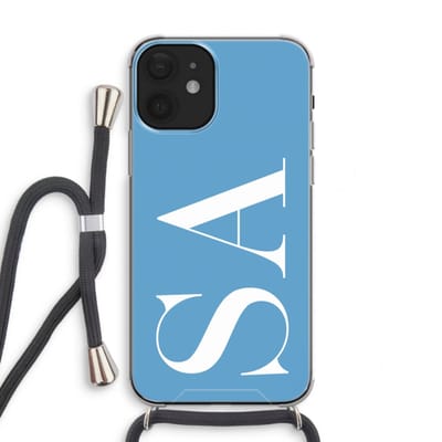 Gepersonaliseerd - Case Company® - Hoesje met koord geschikt voor iPhone 12 mini hoesje met Koord - Monogram N°2 - Telefoonhoesje met Zwart Koord - Extra Bescherming aan alle Kanten en Over de Schermrand