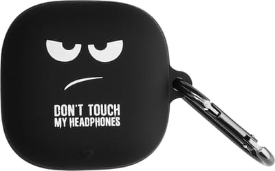 kwmobile Hoes geschikt voor Anker Soundcore Liberty 5 - Siliconen cover voor oordopjes in wit / zwart / zwart - Don't Touch My Headphones design