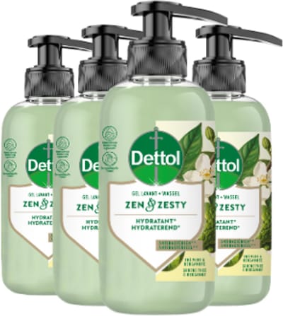 Dettol Handzeep – Antibacterieel – Zen & Zesty – Groene Thee & Bergamot – 300 ml x4