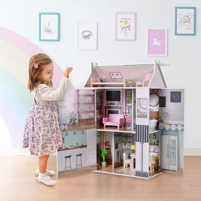 Teamson Kids Boerenwoning Poppenhuis met 13 Accessoires - Accessoires Voor Poppen