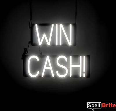 WIN CASH! - Lichtreclame Neon LED bord verlicht | SpellBrite | 47 x 38 cm | 6 Dimstanden - 8 Lichtanimaties | Reclamebord neon verlichting